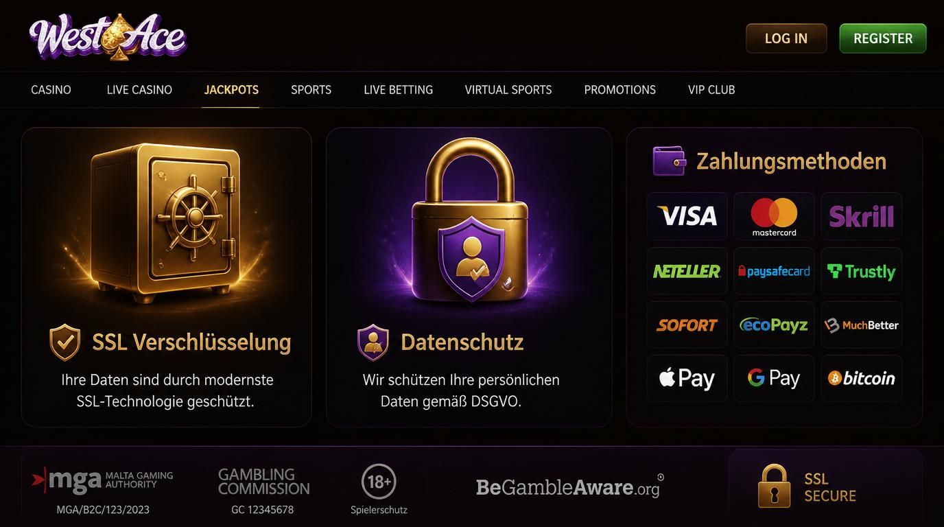 Ein SSL-Schloss über Formular, diverse Zahlungsoptionen und Schutzsymbole